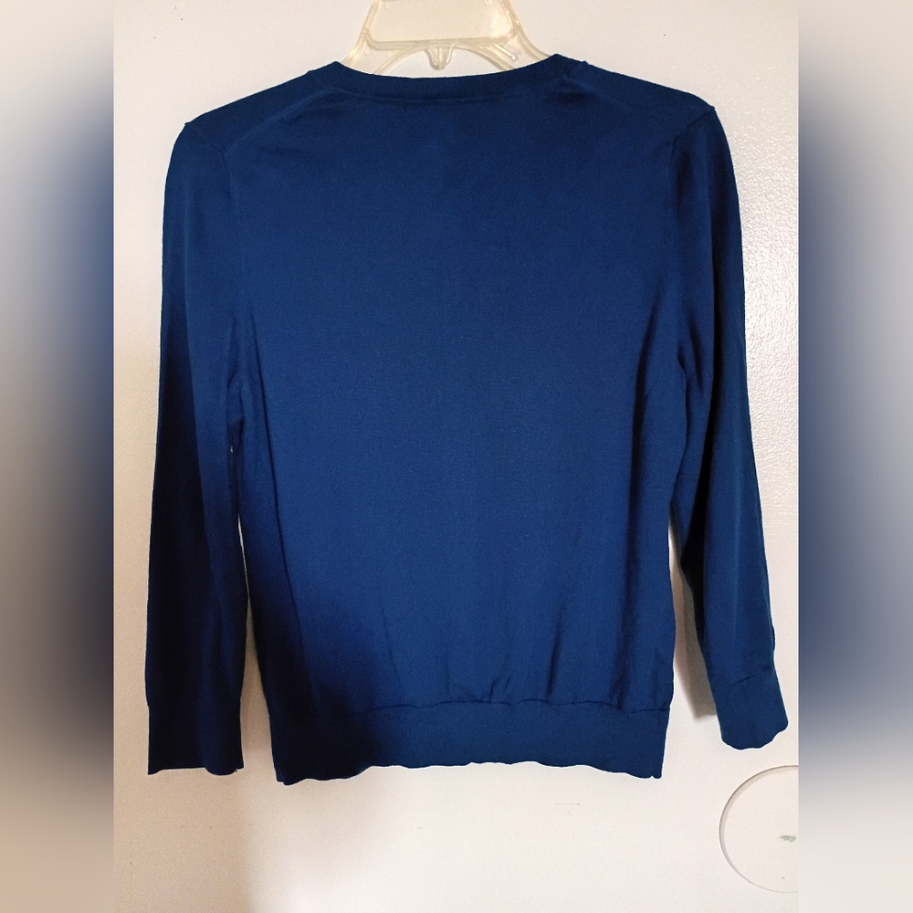 Banana Republic Women's Royal Blue Button-Up‎ Cardigan Silk Blend Sz L - Picture 3 of 6